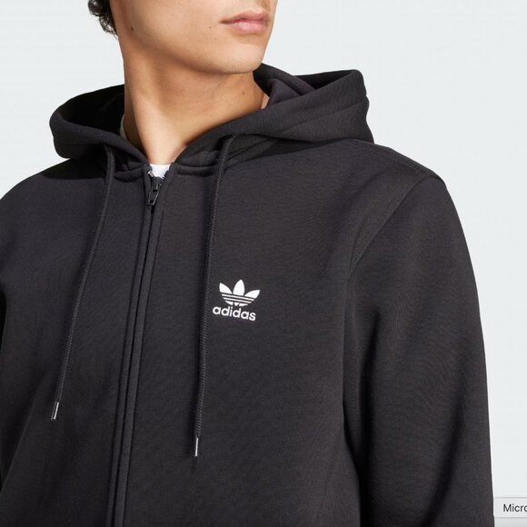 Adidas Trefoil Essentials Full-Zip Hoodie in Black Size Medium - Picture 5 of 8